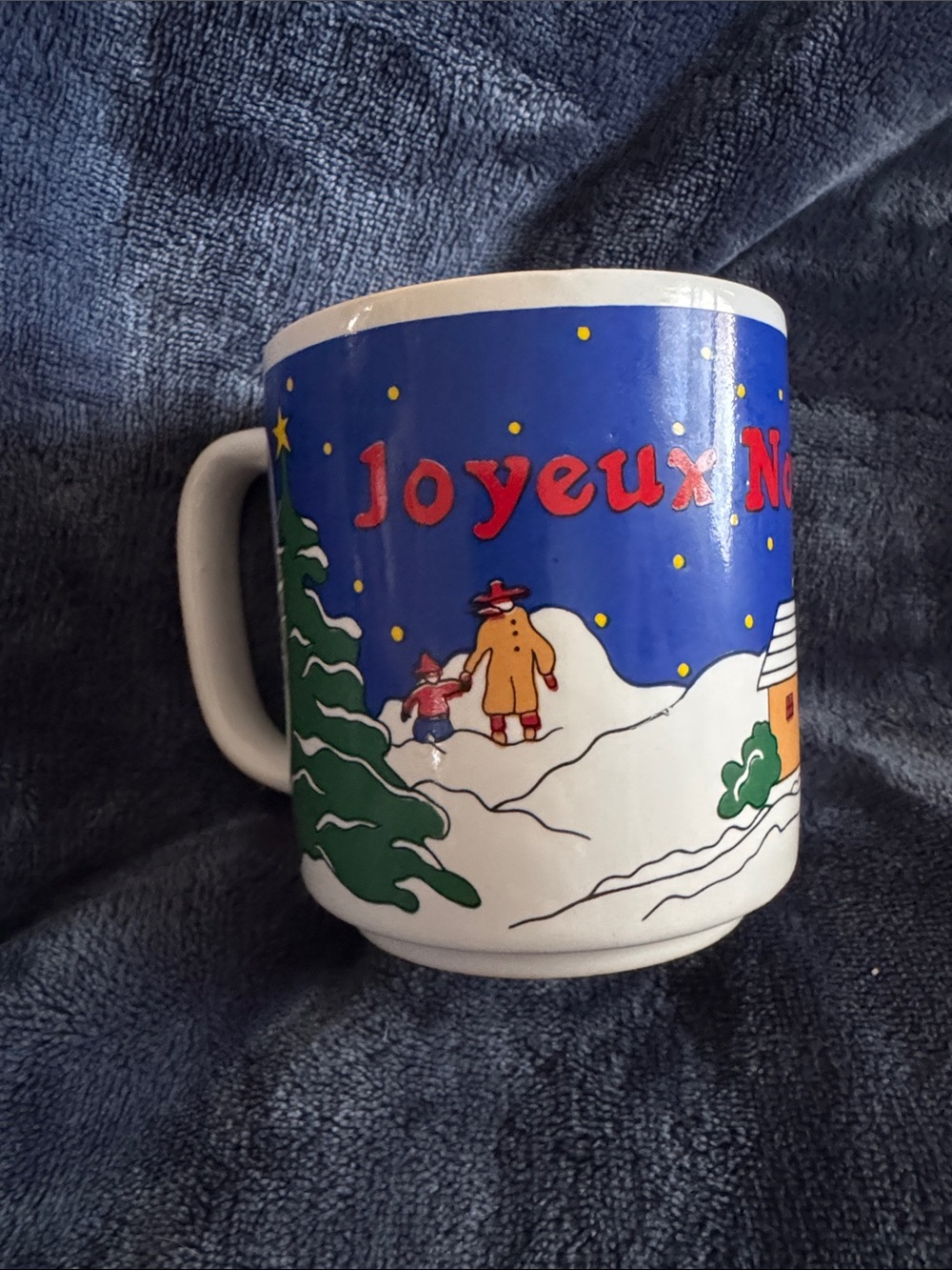 Blue 'Joyeux Noel' Holiday Ceramic Mug